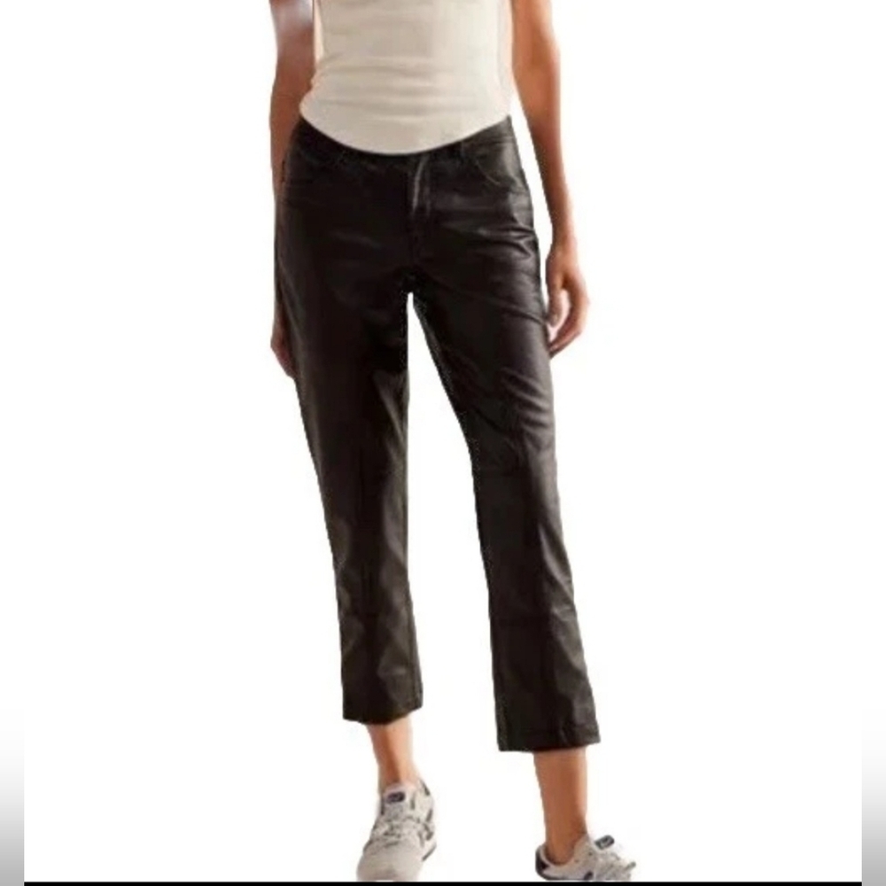 Free People Rebel Vegan Leather Black Pants-SZ 0